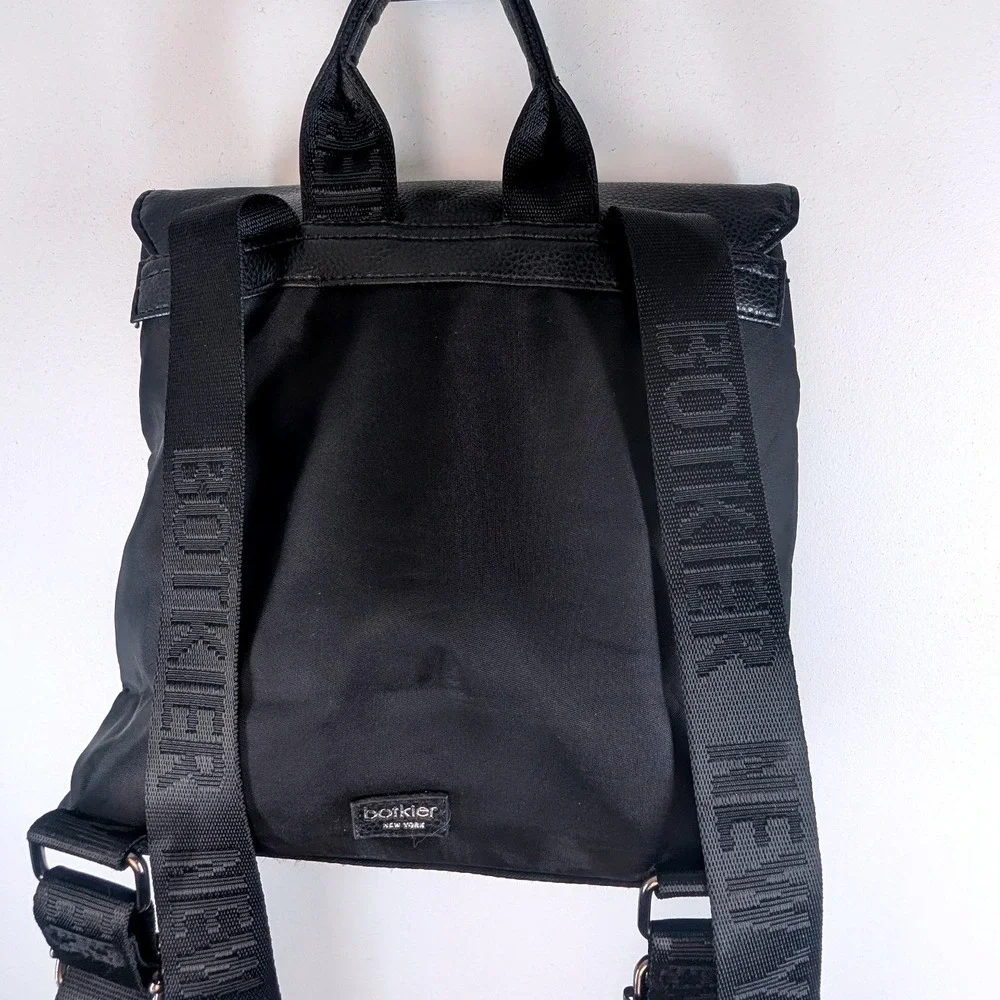 Botkier New York Black‎ Faux Leather Nylon Convertible Trigger Backpack Purse